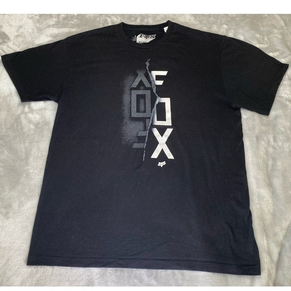 Vintage Y2K 90s Fox Racing T-Shirt Men's L Black Motocross Supercross Track Gear